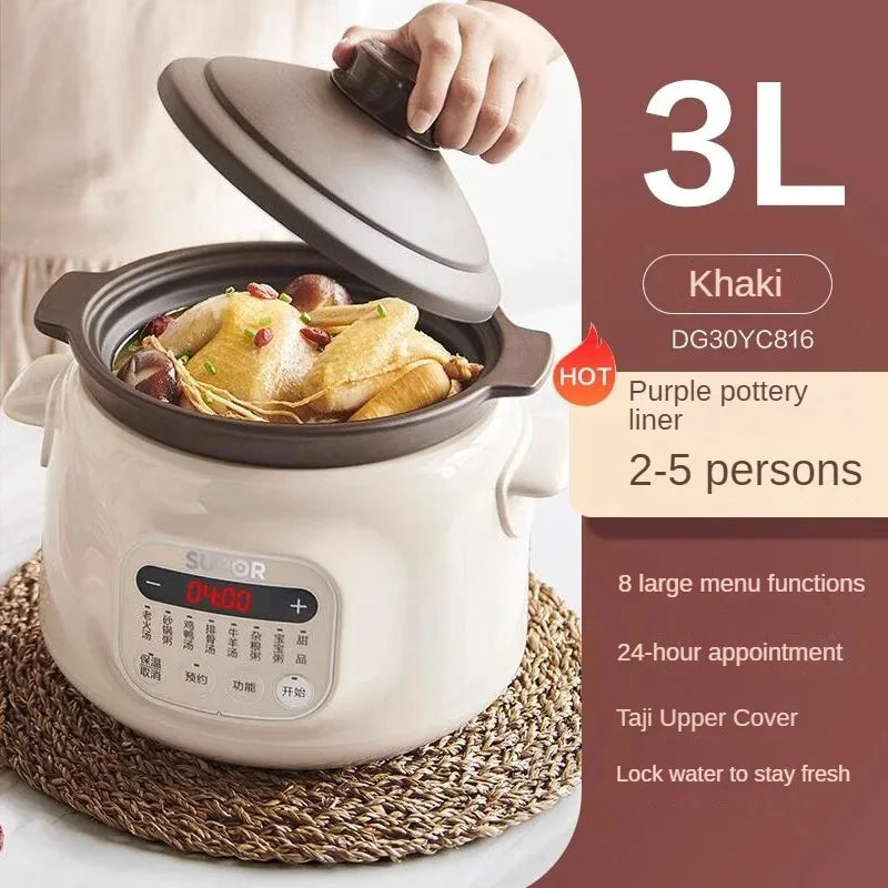 Electric stew pot  home porridge cooking artifact ceramic purple sand porridge pot fully automatic plug-in stew pot