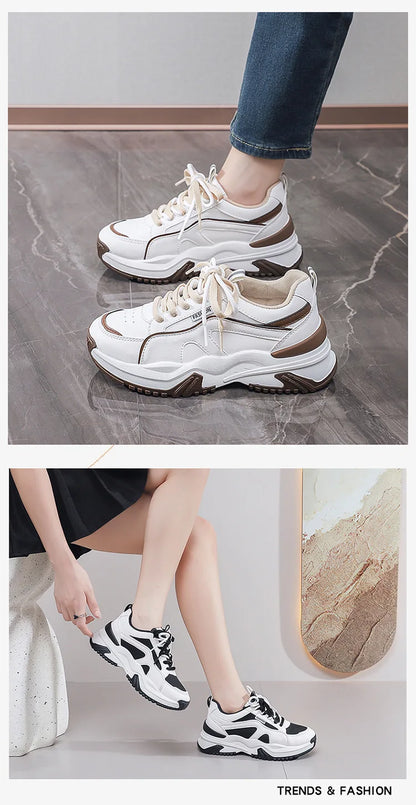 Women's Casual Sneakers Trendy New All-match Vulcanized Shoes 2025 Womens Outdoor Height-enhancing Daddy Shoes Zapatos De Mujer