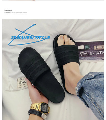 2023 Wear-Resistant Slippers Men Women Summer Outdoors Indoor Fashion Stripes Couples Wear Sandals Non-Slip Bathroom Beach Shoes