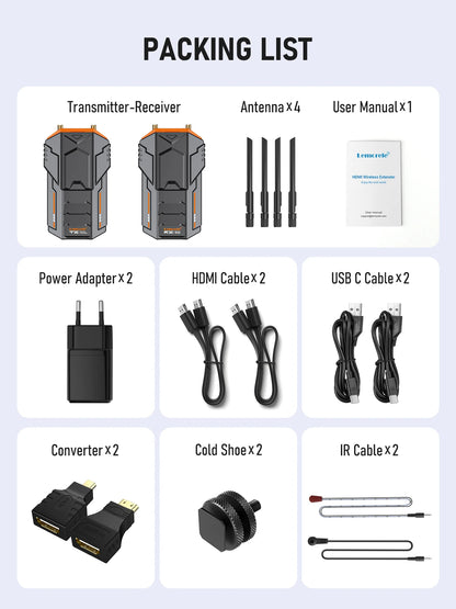 Lemorele Wireless Extender Kit 200M 5.8Ghz Wireless HDMI Transmitter and Receiver HDMI Extender Video For DSLR Camera Laptop PC