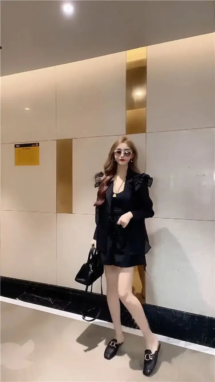 Short Sets for Women 2 Pieces Suit Formal Woman Shorts Two-piece Kit Outfit New Products Coordinated Classic Korean Style Trends