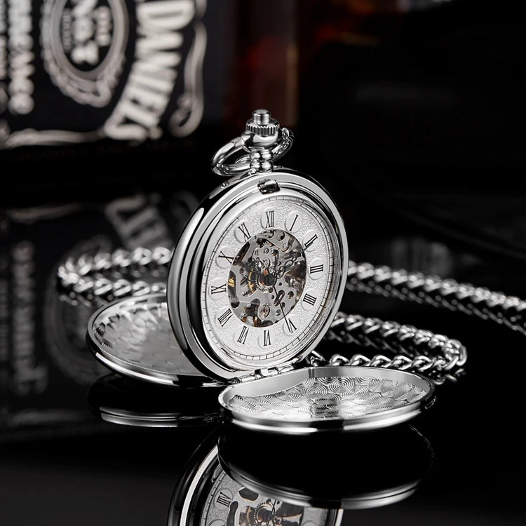 Hand Wind Mechanical Men Pocket Watch Luxury Gold Steampunk Necklace Chain Pendant Vintage Dress Fob Watches for Weeding Gift