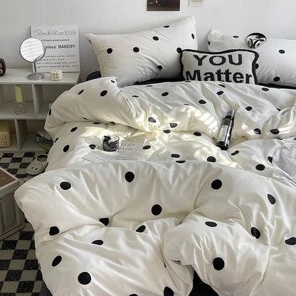 Simple Style Bed Linen Set Skin-friendly Bedsheet Set Pillowcase 이불세트 Brushed Bedclothes Single/Full/Queen/King Size Bedding Set