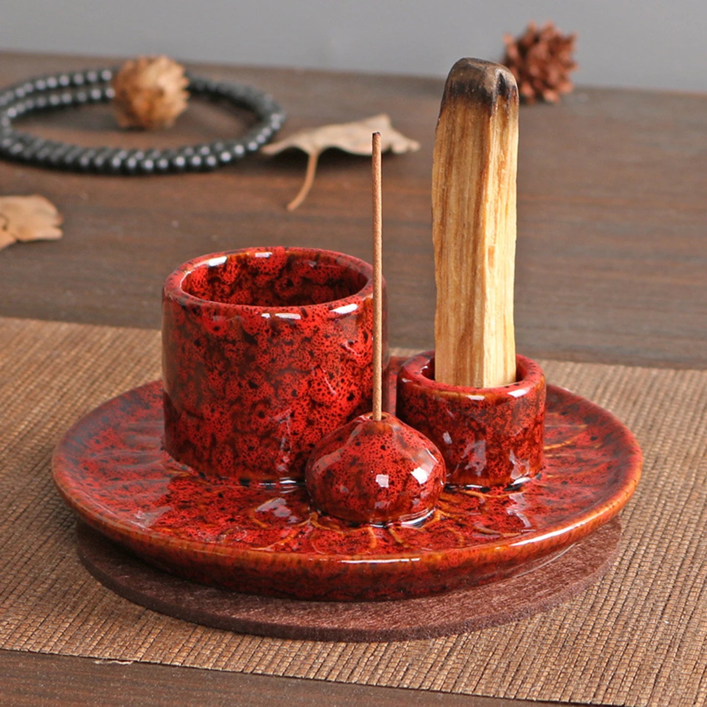 4 in 1 Incense Burner Minimalist Incense Plate Aromatherapy Stove Living Room Ceramic American Decoration Incense Insert