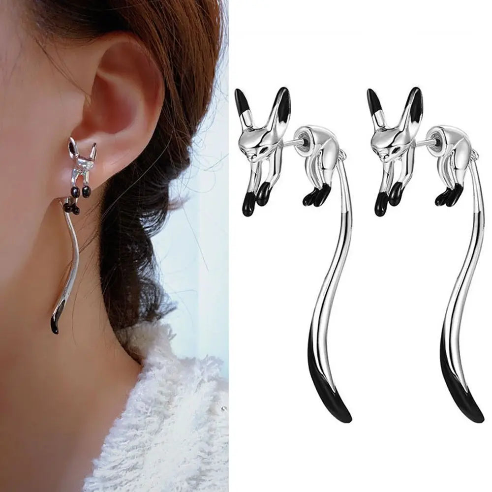 Women Eleagnt Chinese Flower Tassel Pendent Stud Earrings Cute Animal Dangle Drop Earrings Temperament Japanese Sakura Earrings