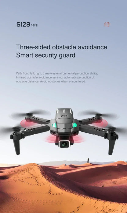 New S128 Mini Drone 4K Professional HD Camera switching Three Obstacle Avoidance Air Pressure Fixed Height Foldable Quadcopter