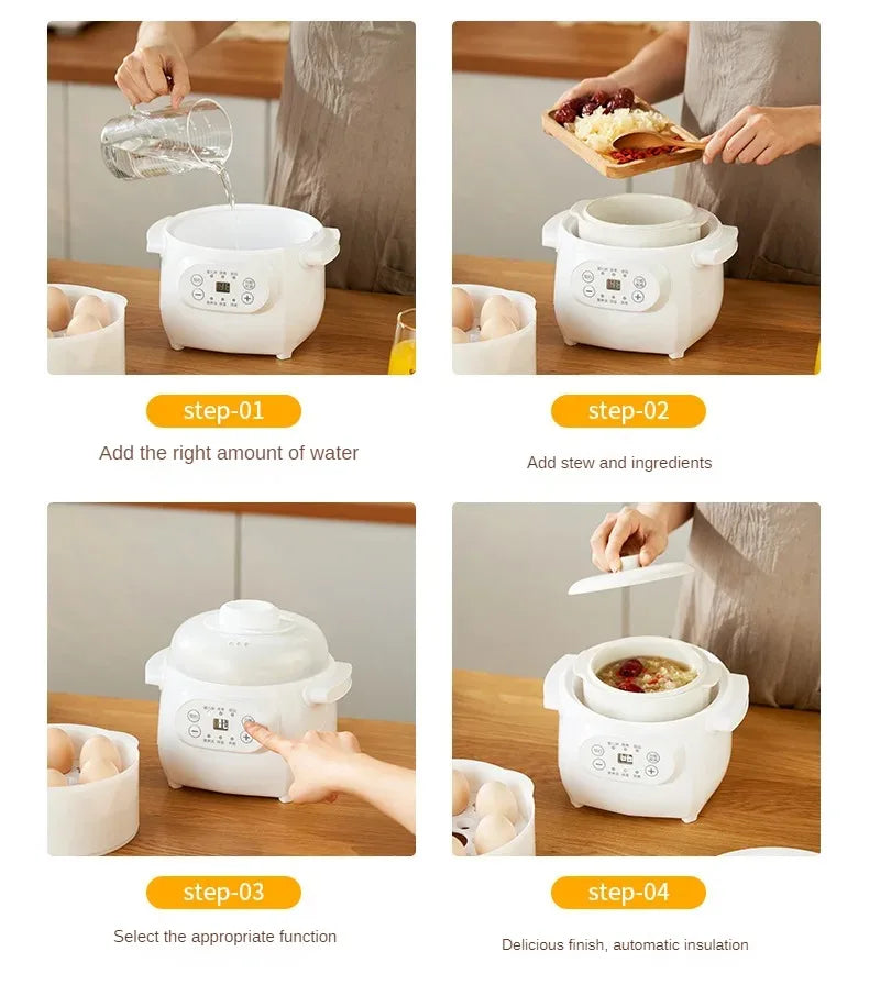 110V Appliances Electric Stewpot Porridge Soup Pot Ceramic Electric Stew Pot Household Automatic Intelligent Small Stew Pot