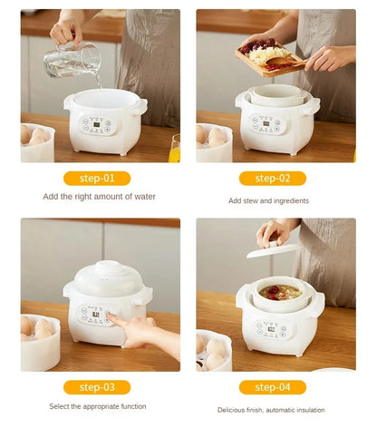 110V Appliances Electric Stewpot Porridge Soup Pot Ceramic Electric Stew Pot Household Automatic Intelligent Small Stew Pot