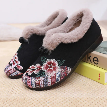 Winter Women's Fashion Non-Slip Flat Shoes Lightweight Casual Soft Snow Shoes Comfortable Plugging Thickening Warm Shoes