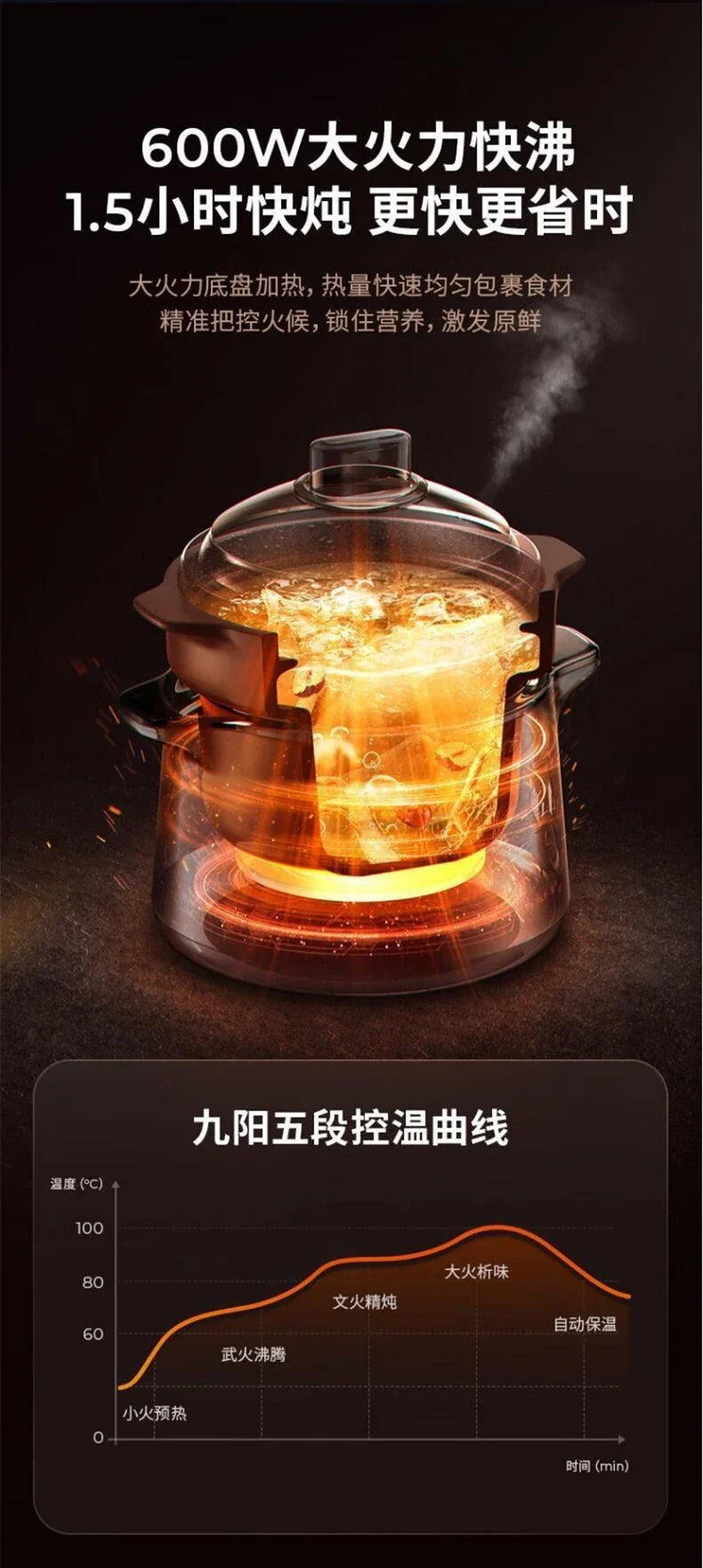 220V Joyoung  5L Ceramic Electric Stewing Soup Pot with Multiple Functions for Convenient Home Cooking