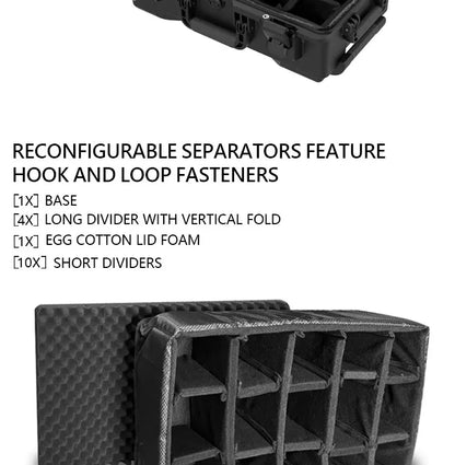 Waterproof Hard Case - Protective Roller Camera Case with Foam, Shock and Water Resistant, Padded Divider Available