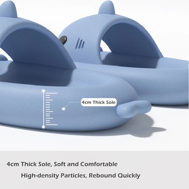 New Big Size 46 47 Shark Slippers 4cm Thick Sole Women Men Bath Slides Couple Platform Shoe Soft Flip Flops Summer Beach Sandals