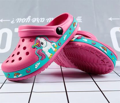 New Kids Unicorn Dinosaur Garden Shoes Beach Flat Sandals Slippers Child Sandals Anti Skid Slipper Summer Hole Shoes