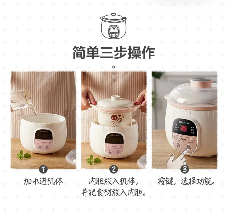 Baby Porridge Pot Stewpan Electric Stew Ceramic Cooker Cooking Purple Sand Stewing Appliances Kitchen Home Cuisin Bowl Pan Slow