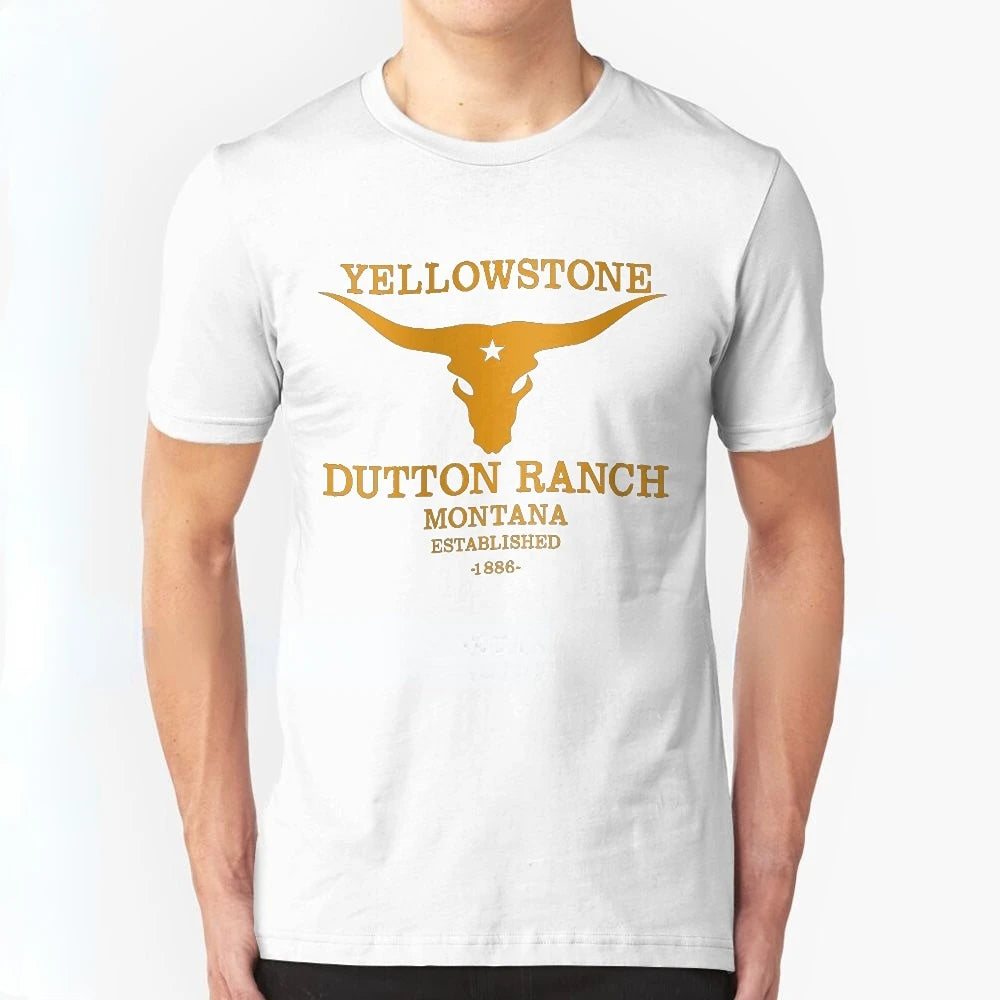 Yellowstone Dutton Ranch Montana Essential Popular Retro Tshirt Men Breathable Tops TV Shows Tees Western Cowboy Shirt