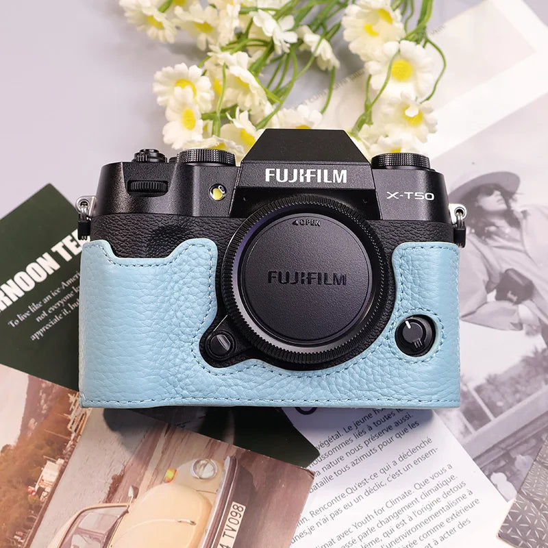 Suitable for Fuji X-T50 camera leather base micro single retro simple protective base leather cover wrist strap accessories