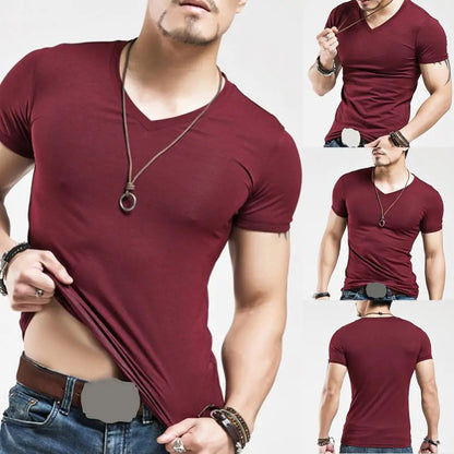 2022 New Men T Shirt Fitness V neck Man T-shirt For Male Clothing T-shirts M-5XL Tops Tees ropa hombre футболка мужская