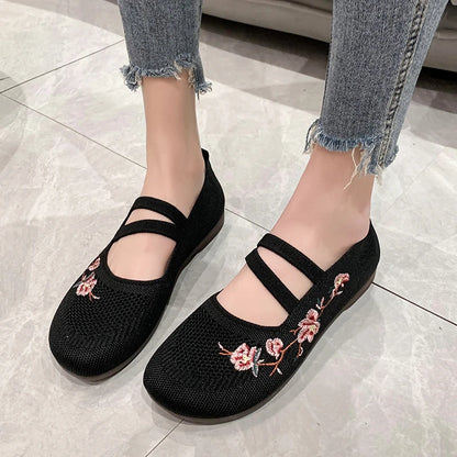 Women Sneakers Mesh Breathable Floral Comfort Mother Shoes Soft Solid Color Fashion Female Footwear Lightweight Zapatos De Mujer