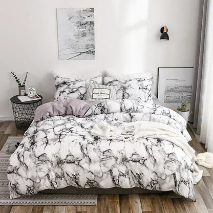 Marble Print Queen Bedding Set King Size Brushed Duvet Cover Set Soft Single Double Bed Quilt Cover Set Bedding Sets No Sheets