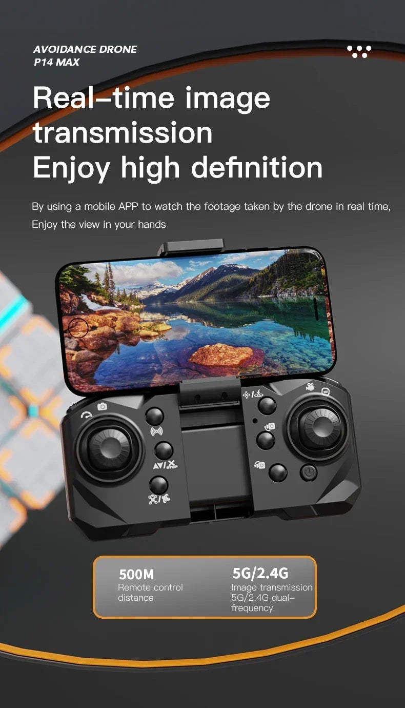 Mini Drone P14 Profesional 8K HD Camera Drones Obstacle Avoidance Aerial Photography Optical flow Foldable Quadcopter Dron Toys