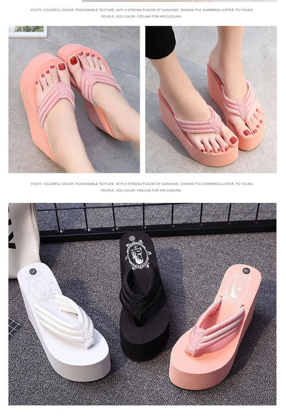 Comemore Super High Heels Wedges Flip Flops Women's Platform Slip-on Shoes 2023 Trend Heel Sandal 41 Summer Women Chunky Sandals