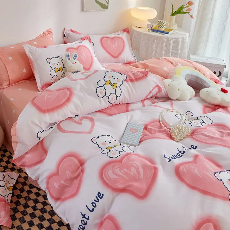 Orange Bedding Set Girls Boys Bed Linen Sheet Plaid Duvet Cover No Filling 240x220 Single Double Queen King Bedclothes