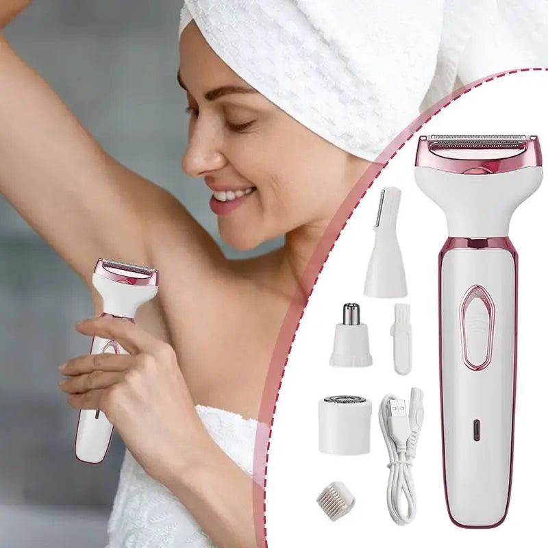 Electric Shaver For Women Cordless Wet & Dry Women Shaver Rechargeable Waterproof Lady Legs Trimmer With Replaceable Heads For