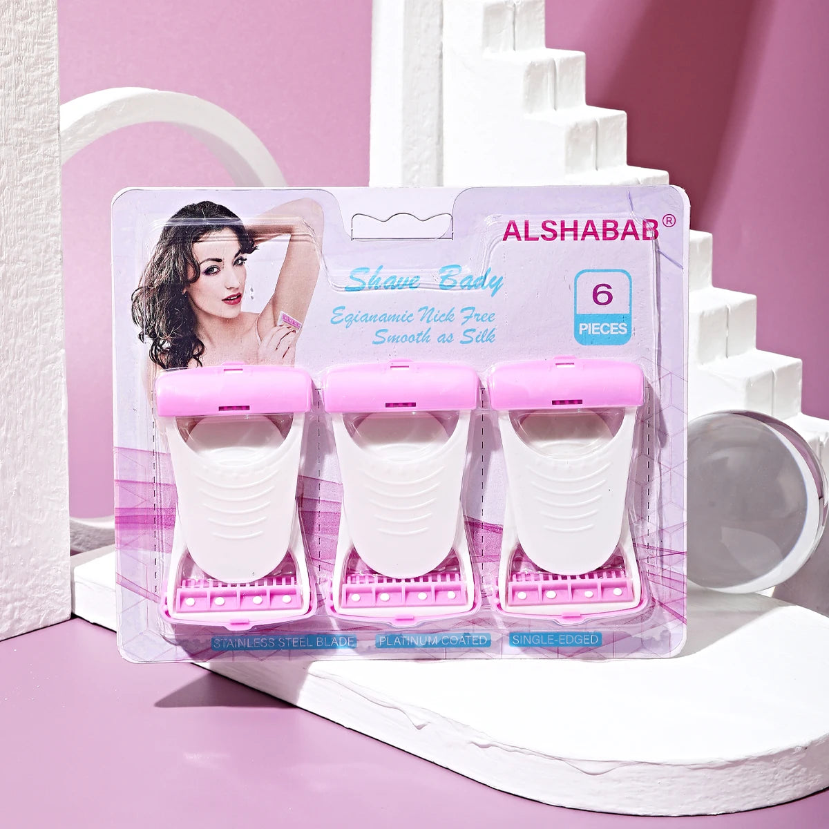 ALSHABAB 6PCS Set Disposable Razor for Women Shaving 1 Blade Stainless Body Bikini Hair Removel Tool Pink Color Manual Shaver