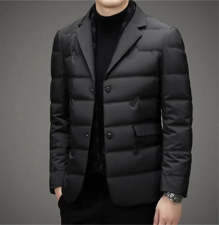 Down Suit Men's 2023 New Middle-aged Men's Winter Warm Western Duck Down Suit Winter Suit Jacket