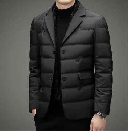 Down Suit Men's 2023 New Middle-aged Men's Winter Warm Western Duck Down Suit Winter Suit Jacket