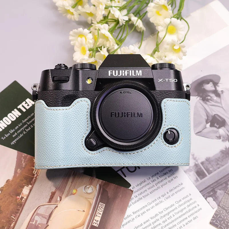 Suitable for Fuji X-T50 camera leather base micro single retro simple protective base leather cover wrist strap accessories