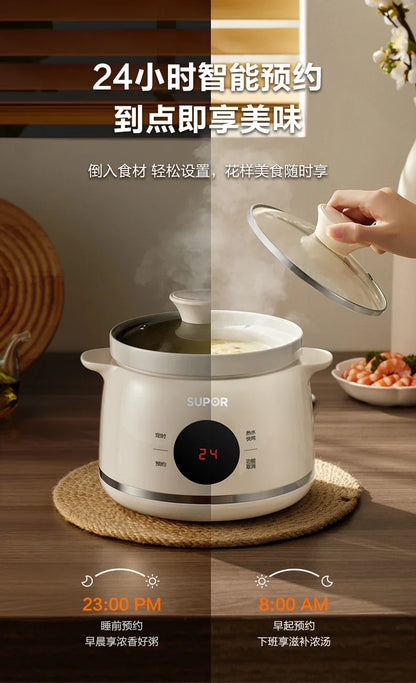 Household electric stew pot. Porridge cooking artifact. Automatic ceramic. Soup stew pot. Food supplement.