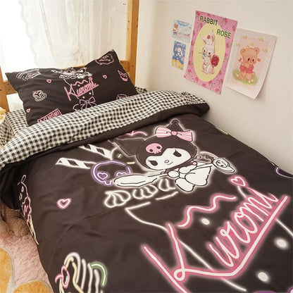 Kawaii Duvet Cover Sanrio Anime Cartoon MY Melody Cinnamoroll Kuromi Comforter Cover Bedding Set Children Girl Women Bed Decor