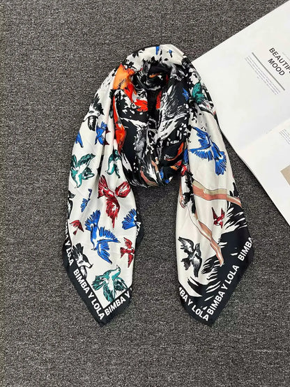 Foreign trade original order, Spanish fashion brand, new product, embroidered and printed multi style large square scarf