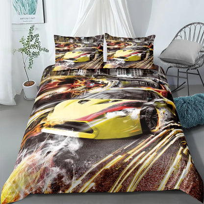 Automobile Poster Fans Bedding Set King Queen Double Full Twin Single Size Bed Linen Set