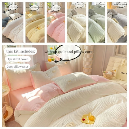 3pcs Soft Duvet Cover Set (1*Duvet Cover + 2*Pillowcase, Without Core), Bubble grid Print Bedding Set, Soft Comfortable