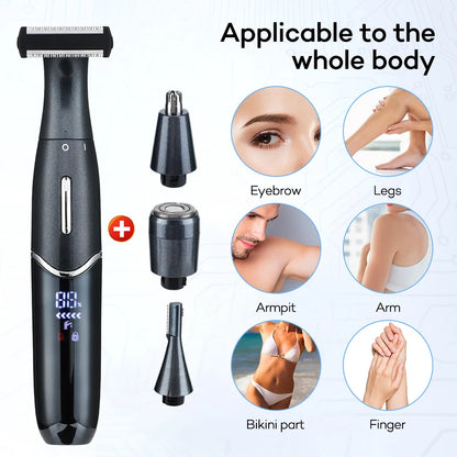 4 in 1 Rechargeable Men Electric Nose Ear Hair Trimmer Painless Women Trimming Sideburns Eyebrows Beard Hair Clipper Cut Shaver