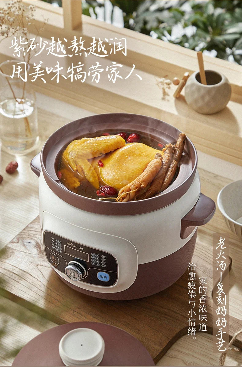 220V Multi-Functional Electric Stewpot with High Capacity, Purple Clay Pot for Stewing, Pot Roasting and Soup Cooking