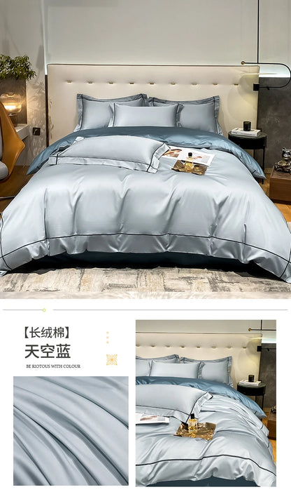 Embroidery Bedding Sets Egyptian Cotton Bed Sheet Set Luxury Duvet Cover Bedsheet Bed Linen Pillowcase 5 Stars Hotel Bedclothes