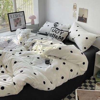 Bed Linen Bed Sheets Set Stripes Dots Duvet Cover Set Quilt Cover Bed Sheet Quilt Sets Queen Size INS Blogger Comforter Sets