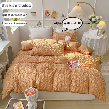 3pcs Soft Duvet Cover Set (1*Duvet Cover + 2*Pillowcase, Without Core), Bubble grid Print Bedding Set, Soft Comfortable