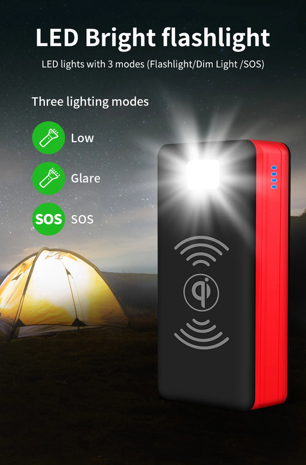 60000mAh Wireless Solar Power Bank Portable Phone Charger 4USB Outdoor Large Capacity External Battery for IPhone Xiaomi Samsung