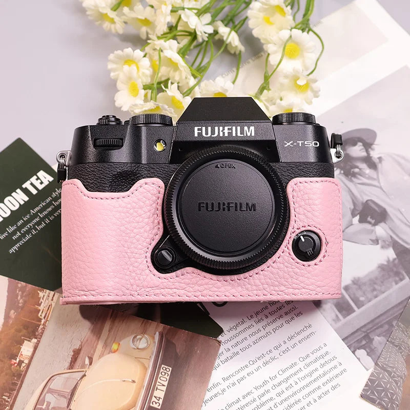 Suitable for Fuji X-T50 camera leather base micro single retro simple protective base leather cover wrist strap accessories