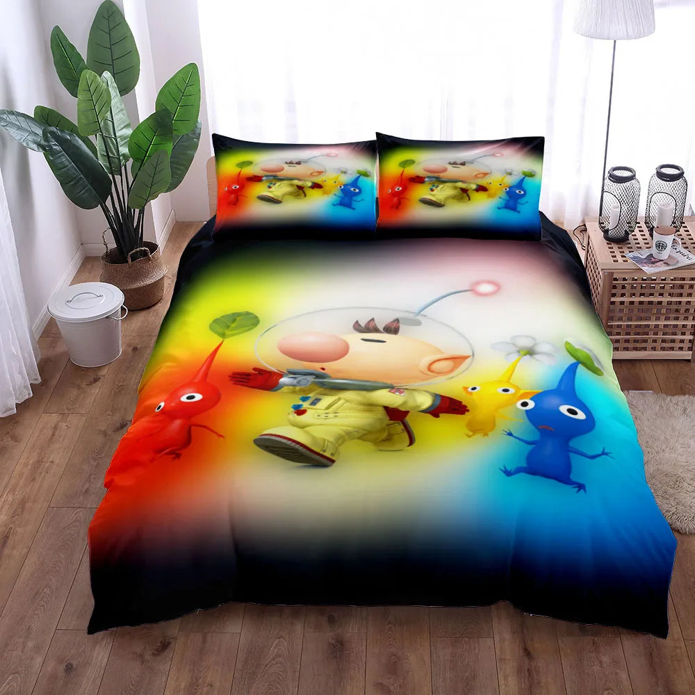 Pikmin Bugs Duvet Cover Set King Queen Double Full Twin Single Size Bed Linen Set