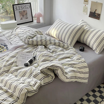 Bed Linen Bed Sheets Set Stripes Dots Duvet Cover Set Quilt Cover Bed Sheet Quilt Sets Queen Size INS Blogger Comforter Sets