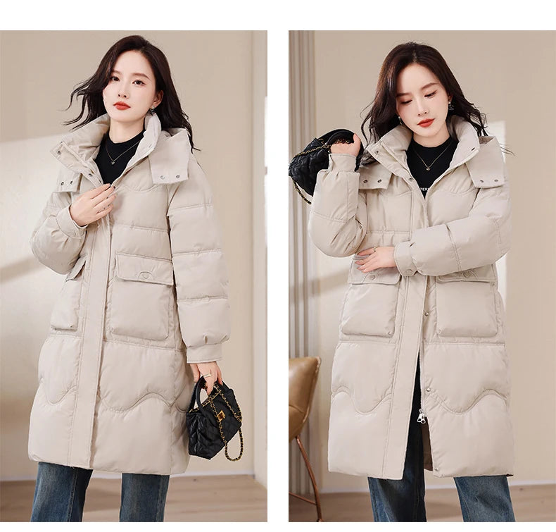 XL-8XL Oversized Outerwear Women Winter Long Parkas Hooded 2024 Casual Loose Thick Warm Lady Jackets Plus Size Women Clothing