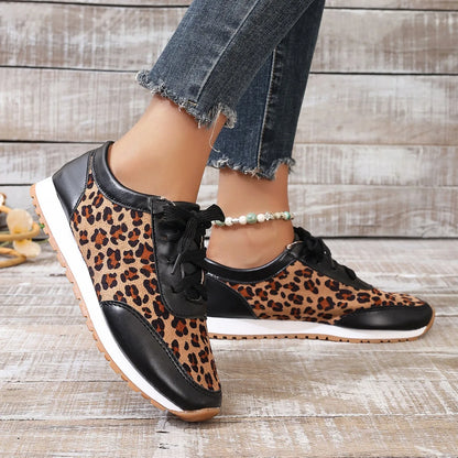 Women Casual Shoes Autumn Platform Leopard Sneakers Women Casual Flat Walking Shoes for Women Plus Size Outdoor Designer Shoes