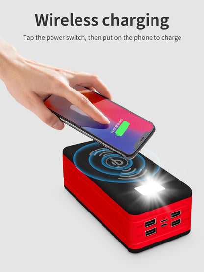 60000mAh Wireless Solar Power Bank Portable Phone Charger 4USB Outdoor Large Capacity External Battery for IPhone Xiaomi Samsung