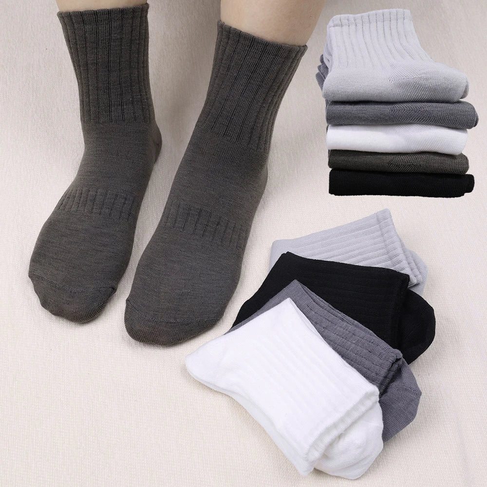 1/5pairs Autumn and Winter Socks Cotton Classic Black White Gray Stripe Men Women Wersatile Mid Tube Socks Casual Sports Socks