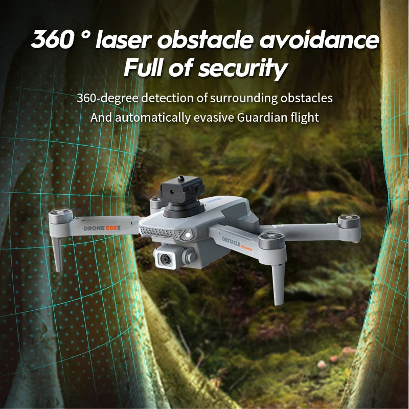 2024 New E88S Brushless Drone 8K HD Dual Camera Aerial Photography ObstacleA Voidance Flow Positioning Remote-Controlled Dron